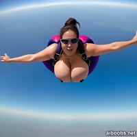 Hot chick skydiving bare-breasted