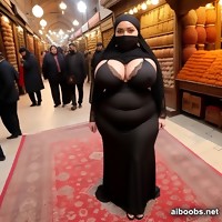 Arab bbw in niqab flasing her boobs